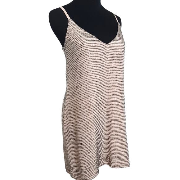 Karina Grimaldi Pink Beaded Mini Slip Dress Silk Cocktail Dress Womens L NWT - Picture 3 of 15